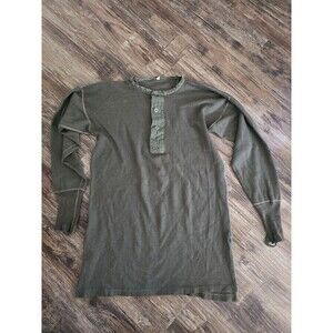 Vintage MAB Malmö Swedish Wool Blend Thermal Henley Long Sleeve Olive Green Sz 6